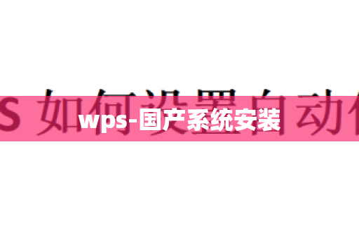 wps-国产系统安装